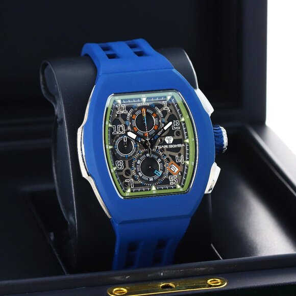 Tsar Bomba Quartz Skeleton Chronograph Interchangeable ’Blue Raptor’ TB8218 - Picture 3 of 10